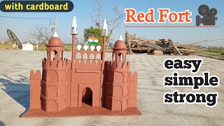 लाल किला कैसे बनाएं  how to make cardboard red fort model at home  red fort model craft  redfort [upl. by Lyrahs]