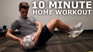 10 Minute Home Workout For Footballers  Full Inside Small Space Training Session [upl. by Arlyn]