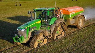 XXL ÉPANDAGE DENGRAIS 2022 avec TONIO en JOHN DEERE 8RX ravitaillé par le TRANSBORDEUR PERARD 20TH [upl. by Ennavoj]