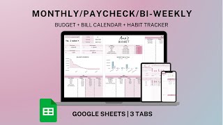 Budget Planner Smart Calendar Habit Tracker Spreadsheet for Google Sheets [upl. by Eiramlehcar]