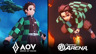 Tanjiro Aov Skin vs Tanjiro Onmyoji Arena [upl. by Anile613]