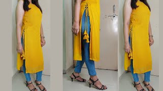 New Design Kurti Cutting and StitchingLatest Designer Side Dori Kurti CuttingSuit Cutting [upl. by Okiam]