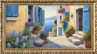 4K Mediterranean Coastal Village TV Screensaver NO MUSIC [upl. by Ahseniuq]