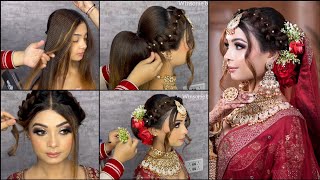 LATEST BRIDAL HAIRSTYLE  EASY BRIDAL BUN  QUICK HAIRDO  INDIAN BRIDE HAIRSTYLE [upl. by Enom960]