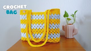 Super Easy Crochet Tote Bag  Crochet Shoulder Bag Super Neat  ViVi Berry Crochet [upl. by Aziram]