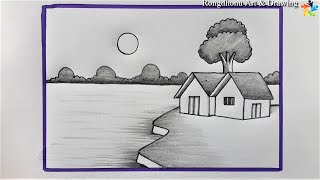 How to draw a Scenery of Village 💚💚Pencil Drawing💛💛 [upl. by Earlie]