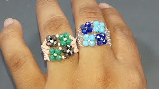 Como hacer anillos con mostacillas y cristales [upl. by Dicky]