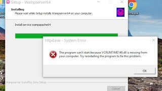 Solve Wamp Error VCRUNTIME140dll is missing in Windows [upl. by Tennek]