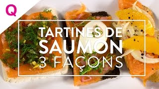 Qookingch  Tartines de saumon 3 façons [upl. by Gnahk]