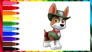 Drawing and Colouring Tracker paw from Paw patrol  drawing paw patrol [upl. by Odette941]