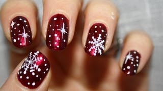 Christmas snowflakes  Tutorial nail art [upl. by Nosaj47]