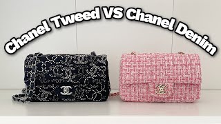 Chanel Tweed VS Chanel Denim Bags 🤔  Pros and Cons Wear and Tear [upl. by Largent]