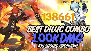 Diluc 100k Damage Build  Best Elemental Team Diluc Chongyun Combo  Genshin Impact guide [upl. by Rye]