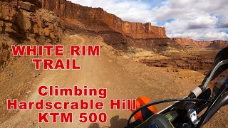 Hardscrable Hill Climb  White Rim Trail Canyonlands National Park Utah  KTM 500 EXC [upl. by Eemaj]