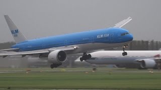 B777 KLM DANGEROUS LANDING IN A STORM [upl. by Nisse]