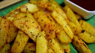 HOW TO MAKE BAKED SPICY POTATO WEDGES HEALTHY RECIPE [upl. by Grayce]