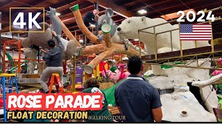 Rose Parade 2024 Float Decoration New Year  Pasadena Los Angeles California 4K USA [upl. by Aihtela]