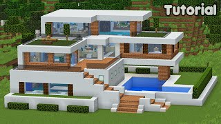 Minecraft Tutorial How to Build a Modern Mansion House  Easy [upl. by Ecaroh]