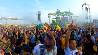 Songkran festival Vientiane Laos 4K Biggest water festival of the world  Laos new year [upl. by Keemahs]