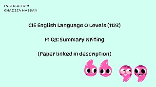 OL English Language 1123 Paper 1 Q3 a Summary Writing [upl. by Yendahc]