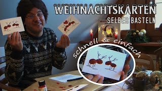 Weihnachtskarten selber basteln 2017 ❄ Schnell amp Einfach ♡ Rentiere Grußkarten Xmas Karten Tutorial [upl. by Addi]