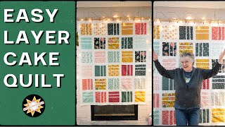 EASY LAYER CAKE QUILT  Great beginner quilt pattern  msqcpartner [upl. by Beffrey]