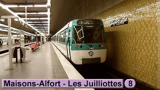 Métro de Paris  MaisonsAlfort  Les Juilliottes  Ligne 8  RATP MF77 [upl. by Lyudmila]