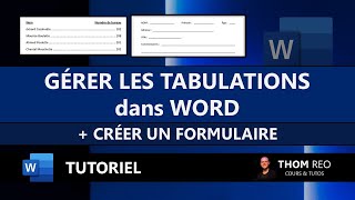 Utiliser les TABULATIONS dans WORD  Créer un formulaire Formation Office 365 [upl. by Phelgen887]