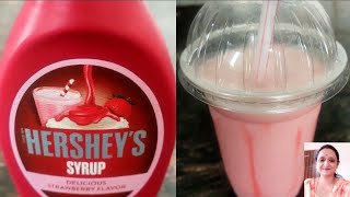 Hersheys Syrup Strawberry Shake Recipe  Strawberry Shake [upl. by Rasmussen]