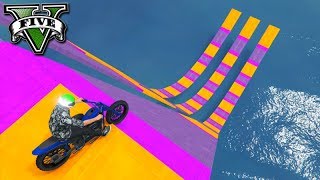 GTA V Online 3x MEGA RAMPA COM MOTO MUITO TROLL [upl. by Oak]