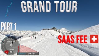 4K Skiing Saas Fee Grand Tour Part 1  3562m Allalin to Morenia Wallis Switzerland GoPro HERO11 [upl. by Nerad]