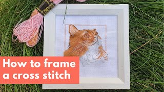 How to frame a cross stitch  simple lacing method [upl. by Clim537]