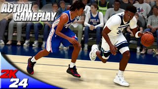 NBA 2K24 1st LOOK ACTUAL Gameplay Timberwolves vs 76ers  ProPLAY Karl Anthony Towns amp Joel Embiid [upl. by Ahsatin]