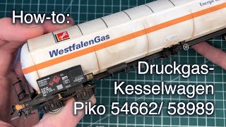 Howto DruckgasKesselwagen patinieren ohne Airbrush Piko 54662 58989 Westfalengas [upl. by Rotciv]