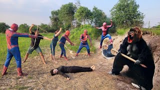 The SpiderMan Squad Fights The Gorilla Monster To Rescue His Sister [upl. by Cordalia685]