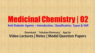 Medicinal Chemistry II 66 Anti Diabetic Agents  Introduction Classification Types amp SAR [upl. by Hallutama]