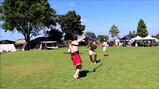 GLADIATOR FIGHT  Retiarius vs Thraex at Tauranga Timetravellers Faire 2019 [upl. by Schilling164]