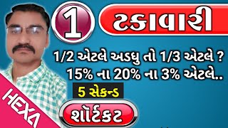 ટકાવારીભાગ1Percentage  ટકાવારી શૉર્ટકટ Takavari ટકાવારી દાખલા Takavari in gujaratihexamaths [upl. by Ellenet738]