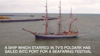 Ship from BBC show Poldark sails into Great Yarmouth [upl. by Enyala655]