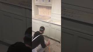 Fast spraying Farrow amp Ball paint onto kitchen units [upl. by Eemiaj]