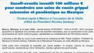 Grippe Mexicaine SANOFI SAVAIT Contrat 9 Mars 2009 [upl. by Ihteerp959]