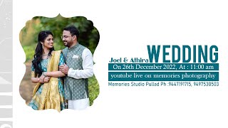 Wedding Joel amp Athira  On 26 Dec 2022  At  11 am Live On memories photography [upl. by Enrique606]