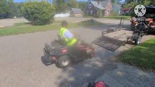 Darion helping dad with the lawn care business [upl. by Matless]