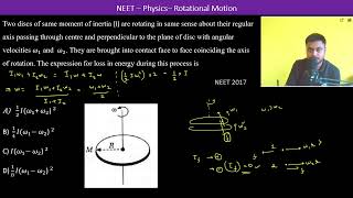 Two discs of same moment of inertia I are rotating in same sense about their regular axis [upl. by Lerrehs]