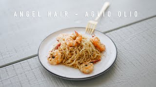 RECIPE  SPICY SHRIMP AGLIO E OLIO with angel hair pasta  Resep Spaghetti Aglio Olio [upl. by Olag173]