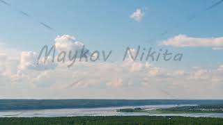 Naberezhnye Chelny Russia Clouds over forest and river Sunny day with clouds The Kama River i [upl. by Noyes]