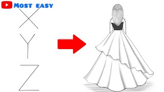 How to draw a girl Backside drawing  Easy drawing Step by step  girl drawing [upl. by Yard194]