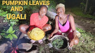 Cooking African Local food for my Jamaican Family  UGALI AND PUMPKIN LEAVES [upl. by Karisa411]