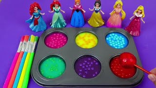 Satisfying ASMR  Mixing Disney Princess Colorful dress up  Sofia Ariel Cinderel Elsa Rapunzel [upl. by Graner]