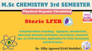 Steric LFER  Hammett Equation Physical Organic Chemistry  Msc Chemistry [upl. by Seuqramed448]